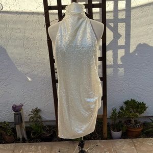 Amanda Uprichard Cream Sequin Dress